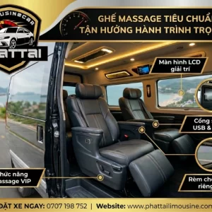 Nội thất xe limousine đi vũng tàu 9 chỗ ghế massage